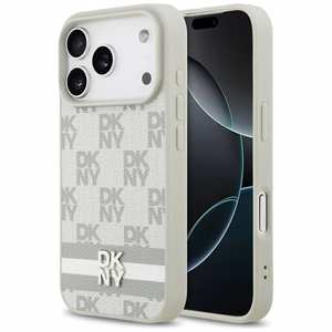 DKNY Checkered with Printed Stripes iPhone 17 Pro чехол - бежевый