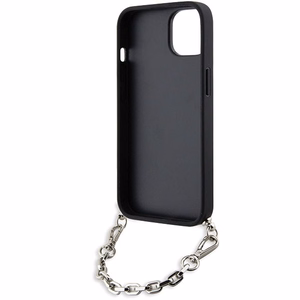 Karl Lagerfeld KLHCP14SSACKLHPK iPhone 14 6.1" juodas/juodas hardcase Saffiano Monograma Grandinė