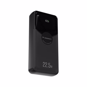 Wozinsky WFC-15B 20000mAh 22.5W išorinė baterija, PD20W, integruoti Lightning ir USB-C laidai, juoda