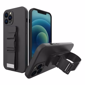 Virvelės dėklas gelinis dėklas su grandinėlės dirželiu rankinės dirželis Xiaomi Redmi 9 juodas