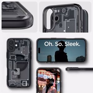 Spigen Ultra Hybrid MagSafe Zero One dėklas, skirtas iPhone 16 – tamsiai pilka