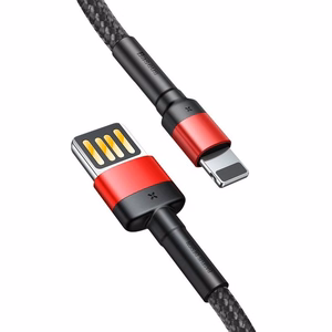 Baseus Cafule Dvipusis USB Lightning kabelis 2,4A 1m (juodas+raudonas)