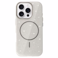 Magnētinis plonas blizgus dėklas telefonui iPhone 16 Pro Max sidabro spalvos