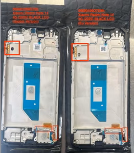 Ekranas Xiaomi Redmi Note 14 4G (Global, FZ4, JG1) su lietimui jautriu stikliuku ir rėmeliu Black OLED