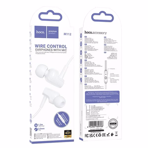 HOCO universalios ausinės su mikrofonu M112 baltos