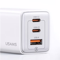 USAMS tinklo įkroviklis 2xUSB-C+1xUSB 65W (only head) GaN PD3.0 +QC3.0 Fast Charging gradientinis violetinis Sandru Series CC180TC03 (US-CC180)