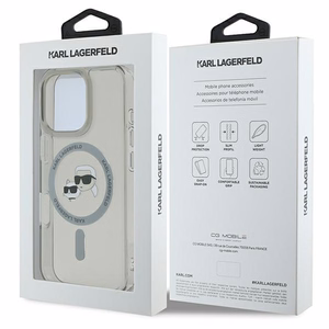 Karl Lagerfeld IML Metal Karl&Choupette Head magnetinis dėklas telefonui iPhone 16 Pro - juodas