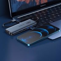Choetech daugiafunkcis HUB su ekranu 12in1 USB-C į USB-C / USB-A / HDMI / VGA / AUX / SD / TF pilkas (HUB-M26)