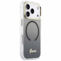 Guess IML Gradient Script Metal MagSafe Dėklas for iPhone 17 Pro Max - juodas