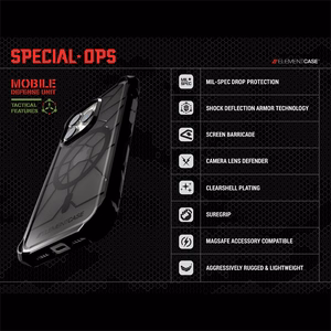 Element Special Ops X5 case for iPhone 14 Plus, with Mil-Spec drop protection, black and smoke