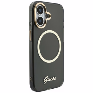 Guess IML Script Metal MagSafe Dėklas for iPhone 17 - juodas