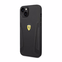 Dėklas telefonui Ferrari FEHCP14MRBUK iPhone 14 Plus 6.7 juodas odinis šonų įspaudas