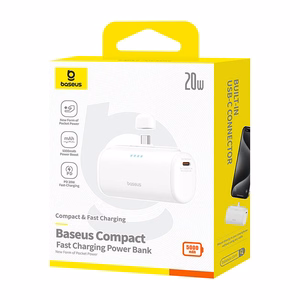 Išorinė baterija Baseus Compact 5000mAh, 20W, USB-C (balta)