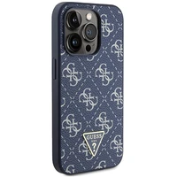 Guess 4G Triangle Metal Logo dėklas telefonui iPhone 15 Pro - mėlynas