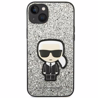 Dėklas telefonui Karl Lagerfeld KLHCP14MGFKPG iPhone 14 Plus 6.7\" sidabrinis / sidabrinis Glitter Flakes Ikonik
