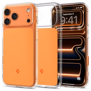 Spigen Thin Fit MagSafe deklas, skirtas iPhone 17 Pro - Skaidrus oranzinis