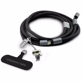 Universalus pakabuko laidas Karl Lagerfeld CBDY Ikonik Charm USB-C/USB-C juodas
