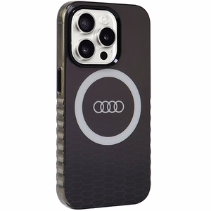 Audi IML Magnetinis dėklas su dideliu logotipu telefonui iPhone 15 Pro - juodas