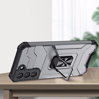 Crystal žiedinis dėklas šarvuotas hibridinis + magnetinis laikiklis Samsung Galaxy S22 + (S22 Plus) juodas