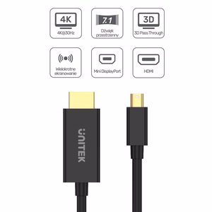 Unitek V1152A adapteris miniDP - HDMI 4K 30Hz laidas 2m