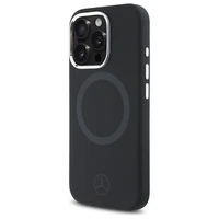 Mercedes silikoninis toninis logotipas Magnetinis dėklas telefonui iPhone 16 Pro Max - juodas
