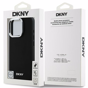 DKNY Paprastas sidabrinis logotipas magnetinis iPhone 16 Pro Max dėklas - juodas