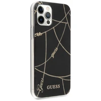 Guess Gold Chain Collection dėklas telefonui iPhone 12 Pro Max 6.7" - Juodas