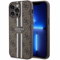 Guess 4G Printed Stripes Magnetinis dėklas telefonui iPhone 15 Pro Max - rudas