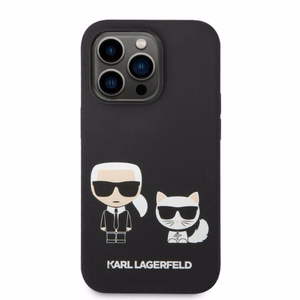 Karl Lagerfeld KLHMP14LSSKCK iPhone 14 Pro 6.1 "kietasis dėklas juodas / juodas skystas silikoninis Karl & Choupette MagSafe