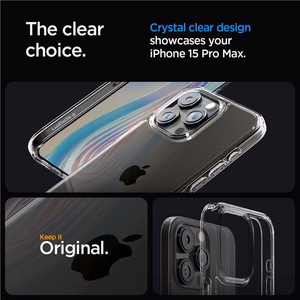 Dėklas telefonui Spigen Crystal Hybrid iPhone 15 Pro Max - skaidrus (m)