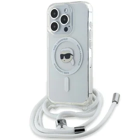 Karl Lagerfeld Crossbody IML Karl Head Magnetinis dėklas telefonui iPhone 15 Pro Max - permatomas