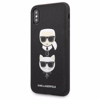 Karl Lagerfeld Saffiano Karl&Choupette Head dėklas telefonui iPhone X/XS - juodas