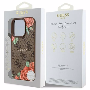Guess GUHMP16LP4ROPEMCW iPhone 16 Pro 6.3" rudas/rudas kietas dėklas 4G Gėlių Raštas Magnetinis