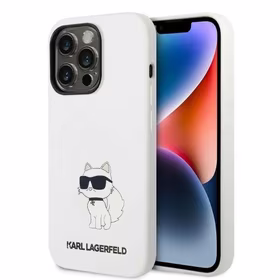 Karl Lagerfeld KLHCP14LSNCHBCH iPhone 14 Pro 6.1" kietas dėklas baltas/baltas Silikoninis Choupette