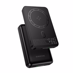 Borofone 5000mAh išorinė baterija BJ82 Dawn – USB – magnetinė, su indukciniu įkrovimu, juoda