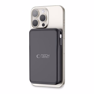 Tech-Protect LifeMag PB31 išorinė baterija su MagSafe 10000mAh 15W USB-C / USB-A / įmontuotu USB-C / Lightning kabeliais - juoda