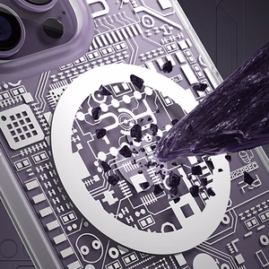 Kingxbar PQY Geek Series magnetinis dėklas telefonui iPhone 14 Pro Max MagSafe sidabrinis