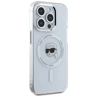 Karl Lagerfeld IML Metalinis Karl Galvos Magnetinis dėklas iPhone 15 Pro Max baltas