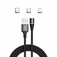 Savio CL-152 USB kabelis 1 m USB 2.0 USB C Micro USB A/Lightning Juoda