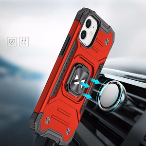 Wozinsky Ring Armor iPhone 14 Plus dėklas telefonui su magnetiniu laikikliu ir žiedu, raudonos spalvos