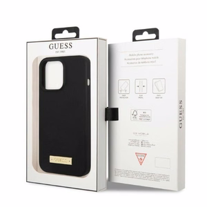 Guess GUHMP13XSPLK iPhone 13 Pro Max 6.7" juodas/juodas kietas dėklas Silikoninis logotipas Magnetinis