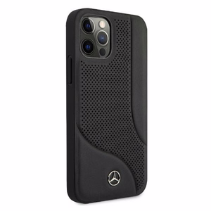 Mercedes Odinis perforuotos srities dėklas iPhone 12 Pro Max - juodas