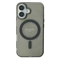 Guess IML Rhinestones Magnetinis dėklas telefonui iPhone 16 - juodas
