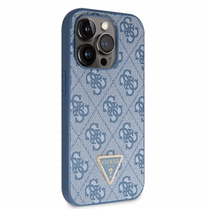 Guess GUHCP15LP4TDSCPB iPhone 15 Pro 6.1" mėlynas kietasis dėklas su pečių juosta 4G metaliniu logotipu