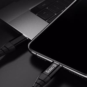 Crong Armor Link USB-A–USB-C laidas, 25 cm, 60 W PD, 3 A, juodas