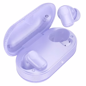 Ultra Clear 1 mm dėklas Słuchawki bezprzewodowe douszne Hoco TWS EQ19 fioletowe, skaidrus