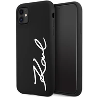 Karl Lagerfeld KLHCN61SKSVGK iPhone 11 / Xr 6.1" juodas kietas dėklas Silikoninis Parašas