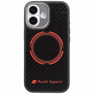 Audi RSQ Anglies pluošto Sportinis raudonas apskritimas Magnetinis dėklas telefonui iPhone 17 - juodas