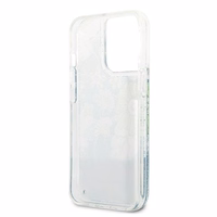 Guess GUHCP13LLFLSN iPhone 13 Pro / 13 6.1" žalias/žalias kietas dėklas gėlių skystas blizgučiai