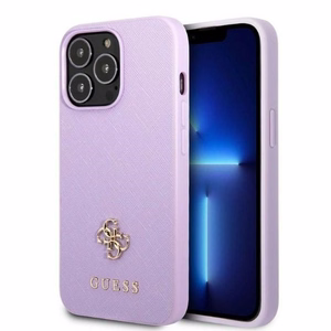 Guess GUHCP13LPS4MU iPhone 13 Pro / 13 6.1" violetinis/violetinis kietas dėklas Saffiano 4G mažas metalinis logotipas